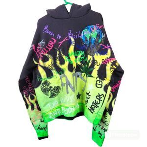 FNTY Flying Ninety Long Sleeve Embellished Rhinestone Bling Hoodie Large